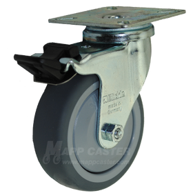 75mm Thermoplastic Rubber Wheel Swivel Caster With Brake - Part #ELPA-TPA-75K-FI-FK