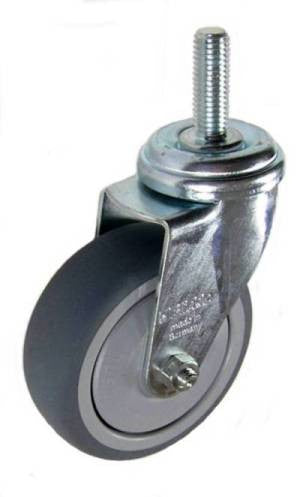 75mm x 25mm TPR WHEEL SWIVEL CASTER WITH M10 x 30 THREADED STEM  - Part#: ELRATPA-75K-FK-GS10
