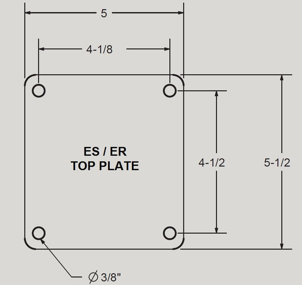 5" x 2" Cast Iron Wheel Rigid Caster with 5" x 5-1/2" Top Plate - 1200 Lbs Capacity