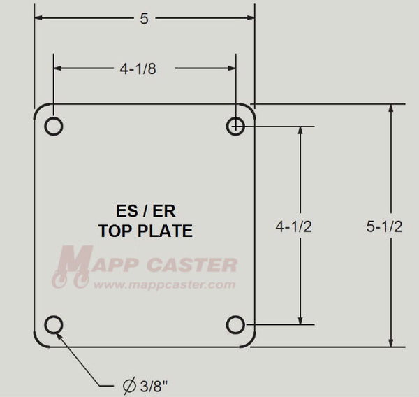 5" x 2" Phenolic Wheel Swivel Caster with 5" x 5-1/2" Top Plate - 1,000 Lbs Capacity