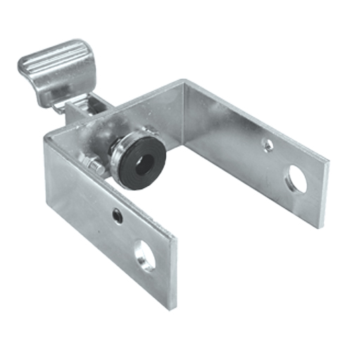 A metal face contact brake for 3-inch wide wheel casters, featuring a hand brake lever and mounting brackets.