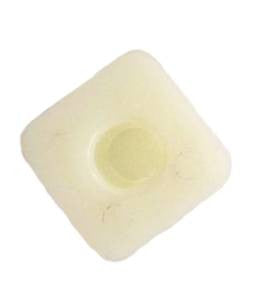 A single beige plastic caster socket designed for 7/16 inch grip ring stems on square tubing with a 7/8 inch internal diameter.