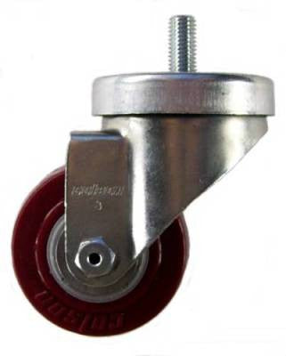 3" x 1-1/2" Polyurethane Wheel Swivel Caster with 12mm Threaded Stem - 300 Lbs Capacity