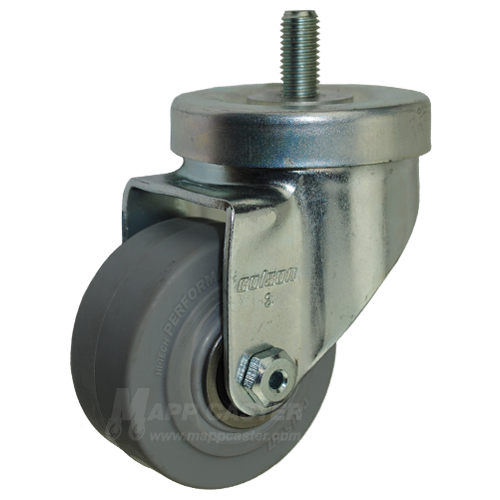 3" x 1-1/4" Grey Performa (TPR) Wheel Swivel Caster with 12mm Threaded Stem - 250 Lbs Capacity