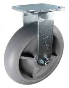 8" x 2" Crowned Thermoplastic Rubber (TPR) Wheel Rigid Caster - 600 Lbs Capacity