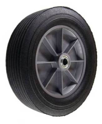 12" x 3" Solid Rubber on Polyolefin Rim with Ball Bearings & 2-1/2" Centered Hub - 750 Lbs Capacity