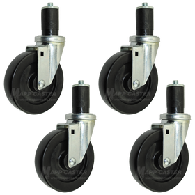 5” Food Prep Table Casters, NSF Certified, Water & Cleaning solvent Resistant Wheels - Set of 4