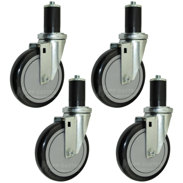 5" Food Prep Table Casters, NSF Certified, Premium Floor Safe Wheels - Set of 4