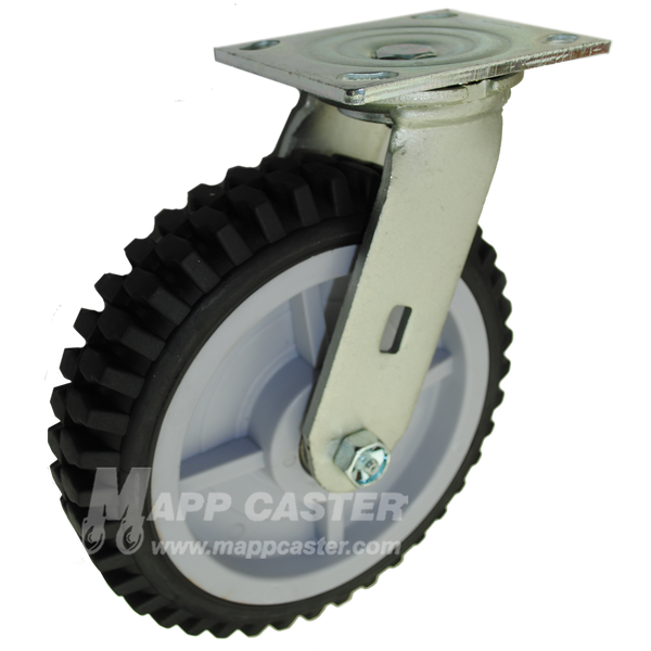 8" x 2" Rugged Thermoplastic Rubber Wheel Swivel Caster - 400 Lbs Capacity