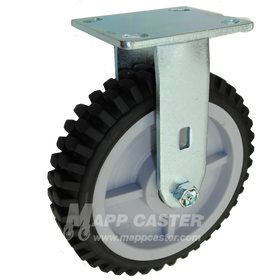 8" x 2" Rugged Thermoplastic Rubber Wheel Rigid Caster - 400 Lbs Capacity
