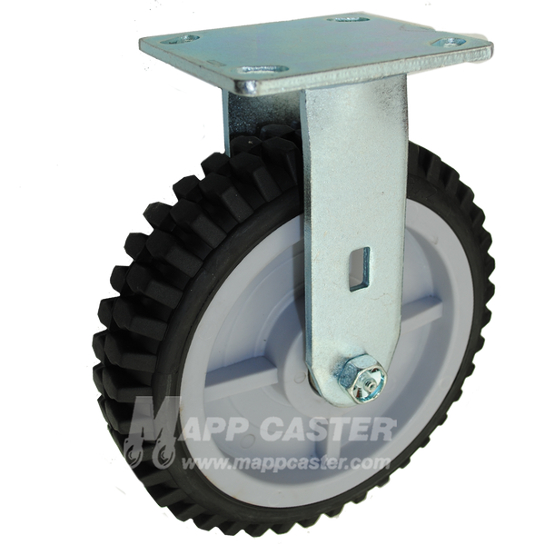 8" x 2" Rugged Thermoplastic Rubber Wheel Rigid Caster - 400 Lbs Capacity