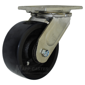 6" Industrial Casters | 6" x 2-1/2" Poly on Iron Wheel Swivel Caster - 26HSPCI