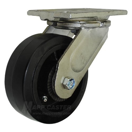 6" Industrial Casters | 6" x 2-1/2" Rubber on Iron Wheel Swivel - 26HSRIR
