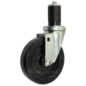 5" x 1-1/4" Polyolefin Wheel Caster with 1-1/2" Expanding Stem For Round Tubing - 350 Lbs Capacity
