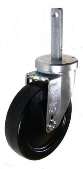 5" x 1-1/4" Hard Rubber Wheel Caster with 9/16" Square Stem - 300 Lbs Capacity