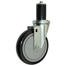 5" x 1-1/4" Polyurethane Wheel Caster with 1-1/2" Expanding Stem For Round Tubing - 350 Lbs Capacity