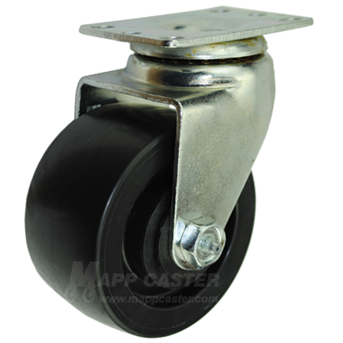 4" x 2" Polyolefin Swivel Caster with a 2-3/8" x 3-5/8" Small Top Plate - 450 lbs. Capacity