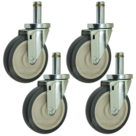 5" Metro Wire Shelving Caster Kit, Set of 4 Floor Protective Casters, 7/8" Grip Ring Stems