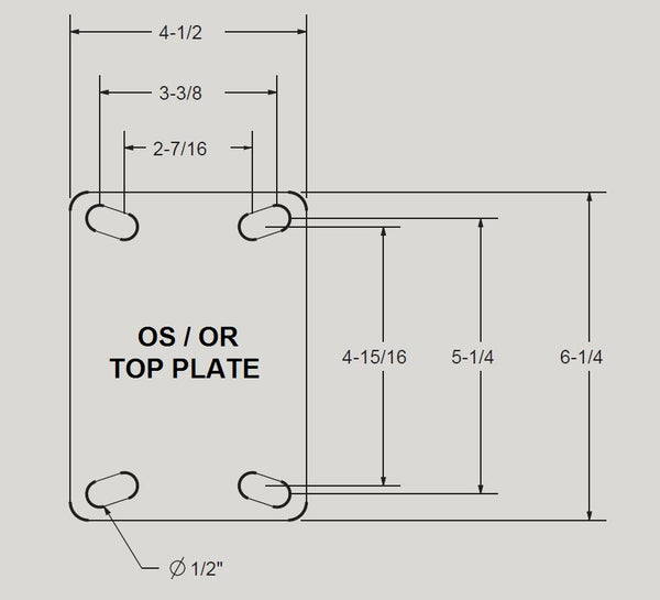 5" x 2" V-Groove Cast Iron Wheel Rigid Caster with 6-1/4" x 4-1/2" Top Plate - 900 Lbs Capacity
