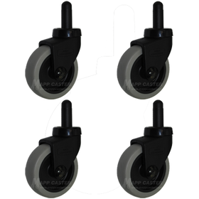 Set of Four 3" x 13/16" Mop Bucket Casters (floor protective) - 150 Lbs Capacity