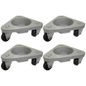 Set of 4 USA Made Tri-Wheel Dolly (Round Base) with 2" Hard Rubber Wheels - 375 Lbs Capacity (1,500 Lbs Together)