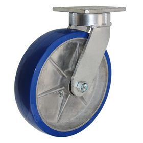 8" x 2" Polyurethane on Aluminum Wheel Kingpinless Swivel Caster - 1,350 Lbs Capacity