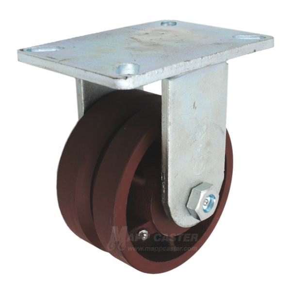 6" x 3" Ductile Steel V-Groove Wheel Rigid Caster - Part # P7006301262-7/8