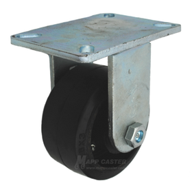 6" x 3" Rubber on Iron Wheel Rigid Caster - Part # P7006301702