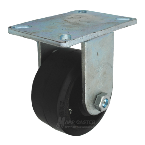 6" x 3" Rubber on Iron Wheel Rigid Caster - Part # P7006301702