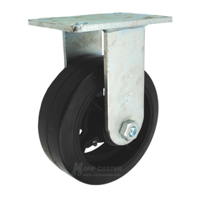8" x 3" Rubber on Iron Wheel Rigid Caster - Part # P7008301702
