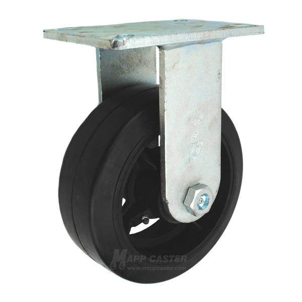 8" x 3" Rubber on Iron Wheel Rigid Caster - Part # P7008301702