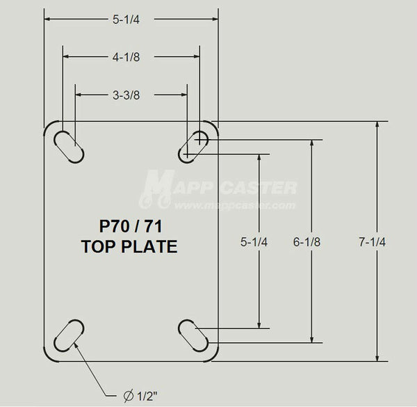 12" x 3" PCI Polyurethane on Iron Wheel P70 Rigid Caster - 3,500 Lbs Capacity