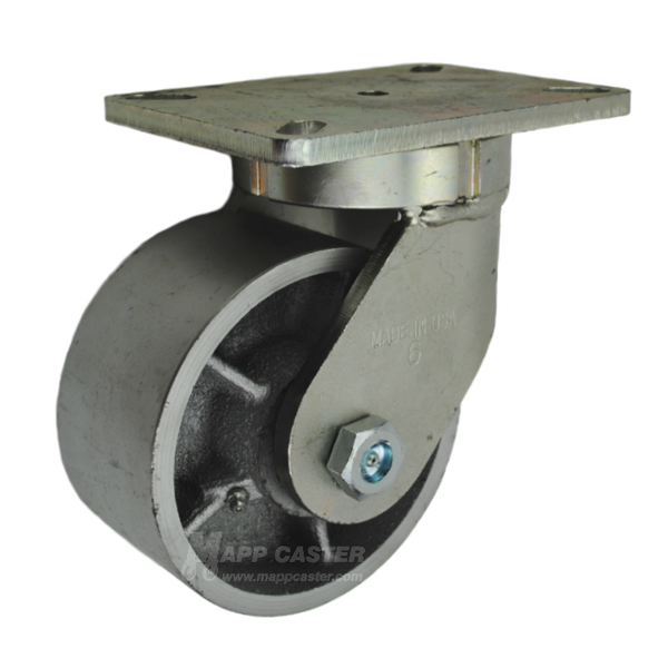 6" x 3" Cast Iron Wheel Swivel Caster - Part # P7106301121
