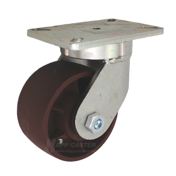 6" x 3" Ductile Steel Wheel Swivel Caster - Part # P7106301111