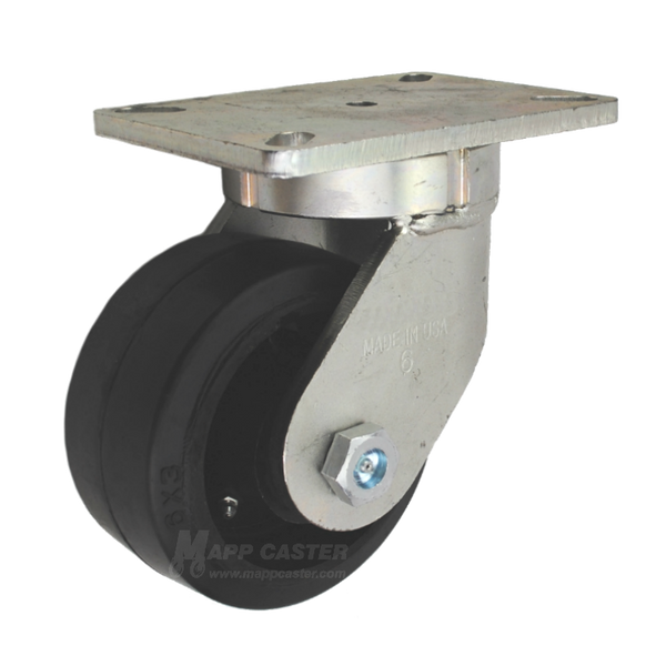 6" x 3" Rubber on Iron Wheel Swivel Caster - Part # P7106301701