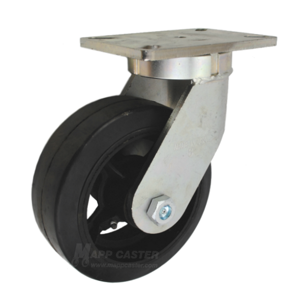 8" x 3" Rubber on Iron Wheel Swivel Caster - Part # P7108301701