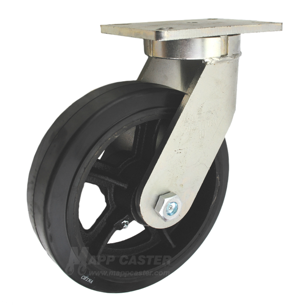 P7110301701 - 10" x 3" Rubber on Iron Wheel Swivel Caster