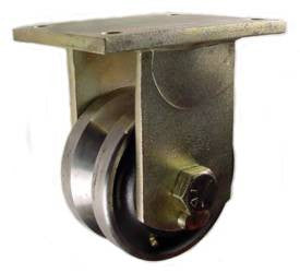 6" x 3" Forged Steel V-Groove Wheel P80 Rigid Caster - 6,000 Lbs Capacity