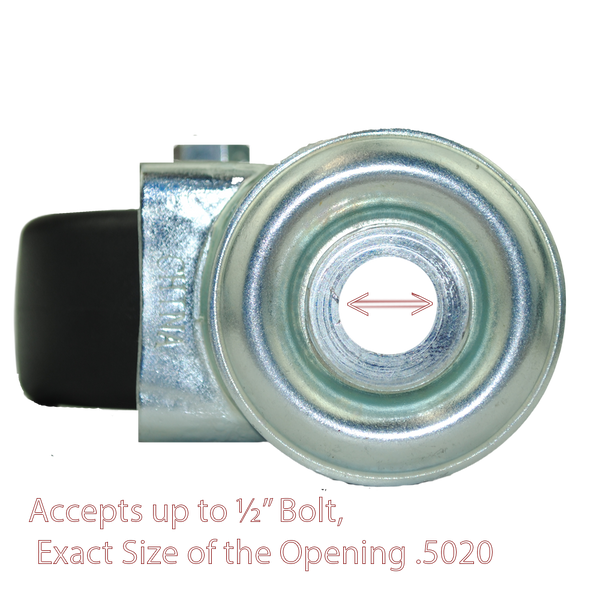 5" x 1-1/4" Rubber on Aluminum Wheel Hollow Kingpin Caster - 275 Lbs Capacity