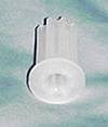 A white plastic socket designed to fit into tubing for a 7/16" grip ring stem