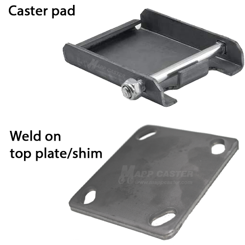 4" x 2" Flanged Ductile Steel Wheel Rigid Caster, 4" x 4-1/2" Top Plate - 1250 Lbs Capacity plate options 