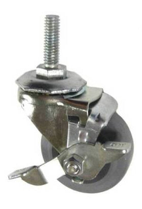 50mm x 20mm (1.96" x 0.78") Thermoplastic Rubber (TPR) Wheel Swivel Brake Caster with 5/16" Threaded Stem - 80 Lbs Capacity