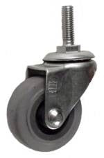 50mm x 20mm (1.96" x 0.78") Thermoplastic Rubber (TPR) Wheel Swivel Caster with 5/16" Threaded Stem - 80 Lbs Capacity