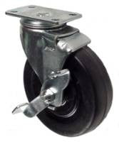 3" x 13/16" Soft Rubber Wheel Swivel Caster with Top Lock Brake - 100 Lbs Capacity