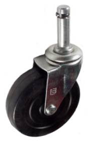 3" x 7/8" Soft Rubber Wheel Caster with 7/16" x 1-3/16" Grip Ring Stem - 100 Lbs Capacity