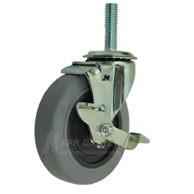 3"x13/16" Thermoplastic Rubber Wheel Swivel Caster With 3/8"-16x1-1/4" with Top Lock Brake - Part #:Q303024MIRTLB