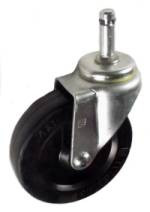 4" x 1" Soft Rubber Wheel Caster with 7/16" x 1-1/2" Grip Ring Stem - 145 Lbs Capacity