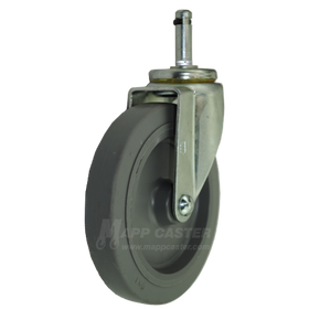 5" x 1" Thermoplastic Rubber Wheel Swivel Caster With 7/16"x1-1/2" Grip Ring Stem - Part #: Q365011MIR