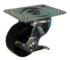 Q402501HRSLB | 2-1/2" Hard Rubber Wheel Swivel Caster with Brake with 175 Lbs Capacity