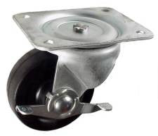 4" x 1-1/2" Hard Rubber Wheel Swivel Caster with Brake - 300 Lbs Capacity